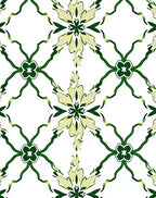 Green Floral Lattice Geometric Pattern Rug