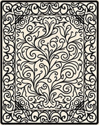 Black White Flourishing Scroll Pattern Rug