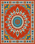 Vibrant 2 Tone Floral Medallion Design Rug