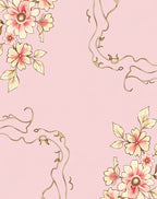 Floral Vines Delicate Pink Gold Rug