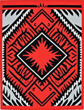 Bold Red Black White Geometric Pattern Rug