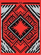 Bold Red Black White Geometric Pattern Rug