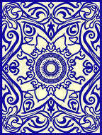 Navy Blue Intricate Floral Mandala Pattern Rug
