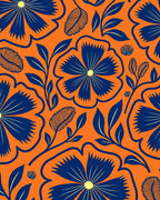Bold Blue Floral Pattern Rug