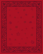 Red Scrollwork With Star Accents Rug