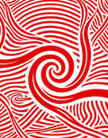 Radiant Red Swirl Stripe Abstract Rug