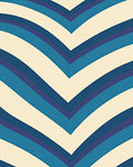 Retro Chevron Blue And Cream Rug