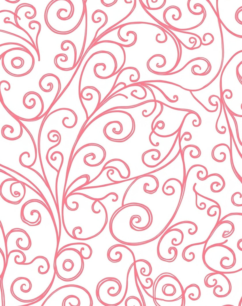 Pink Swirl Floral Pattern Rug