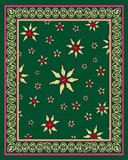 Crimson Gold Floral Medallion Green Rug