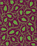 Vibrant Green Leaf Vine Pattern Rug