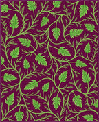Vibrant Green Leaf Vine Pattern Rug