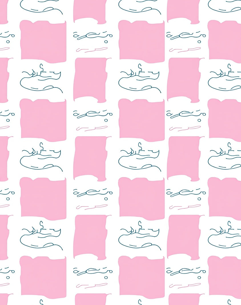 Pink Blush Abstract Checkerboard Pattern Rug