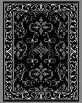 Black White Ornate Floral Pattern Rug