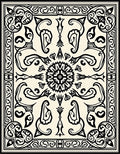Contrasting Floral Scrollwork Design Rug