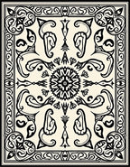 Contrasting Floral Scrollwork Design Rug