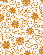 Golden Swirl Floral Design Rug