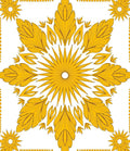 Golden Floral Sunburst Medallion Design Rug