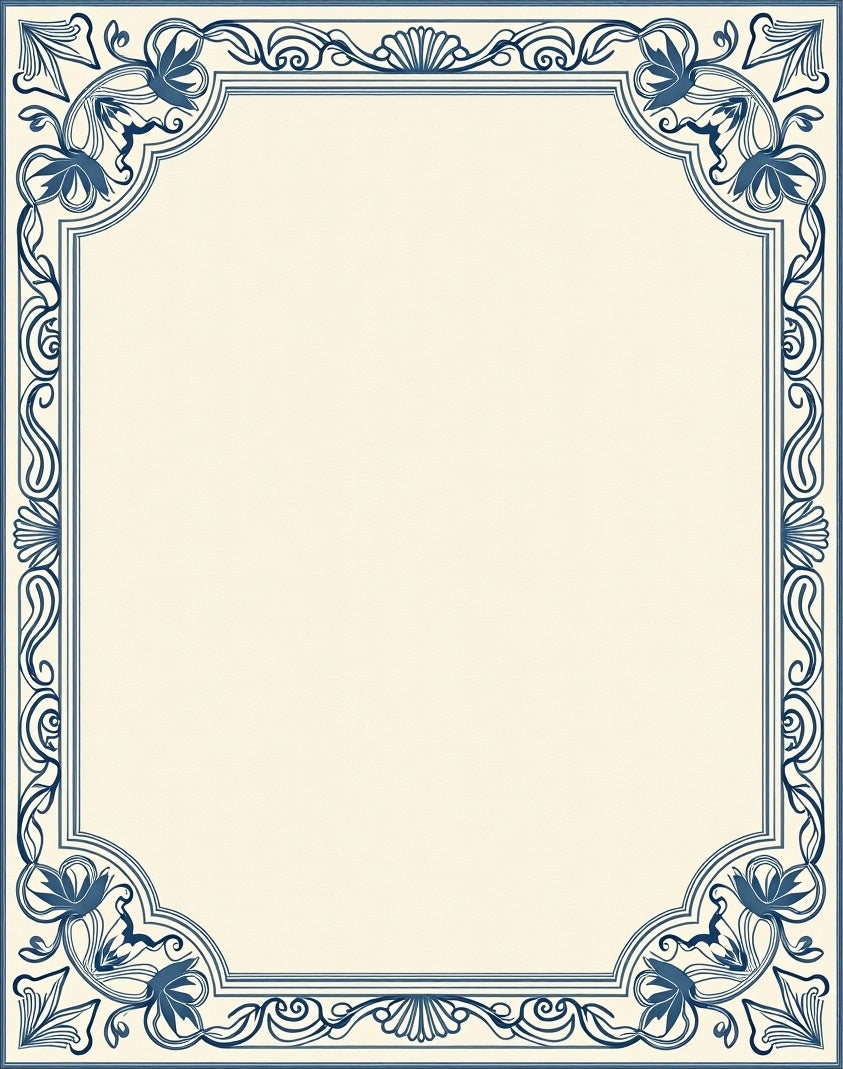 Floral Scrollwork Border Design Rug