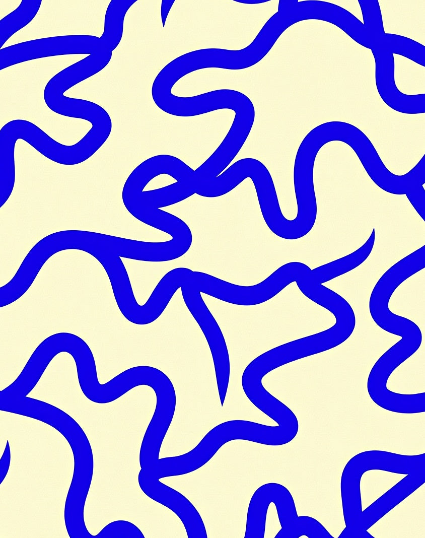 Bold Blue Wavy Pattern Rug
