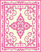 Pink Cream Floral Scroll Pattern Rug