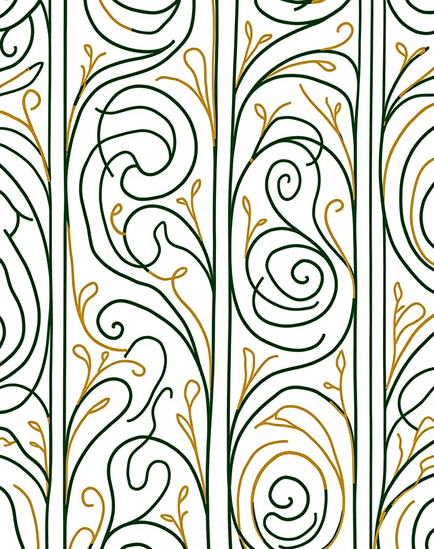 Art Nouveau Green Gold Abstract Vines Rug