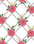 Pink Rose Trellis Pattern Design Rug