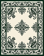 Elegant Black Flourish Border Design Rug
