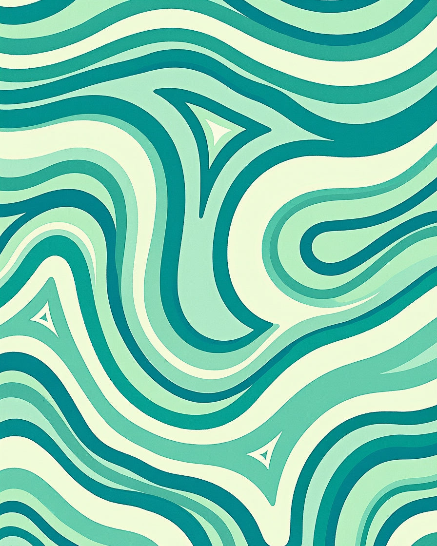 Teal Mint Wavy Fluid Rug