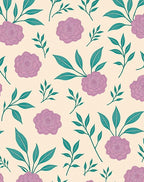 Floral Pattern With Pink Roses and Leaves Rug