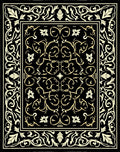 Black Cream Ornate Floral Pattern Rug