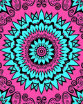 Bold Teal Mandala Floral Pattern Rug