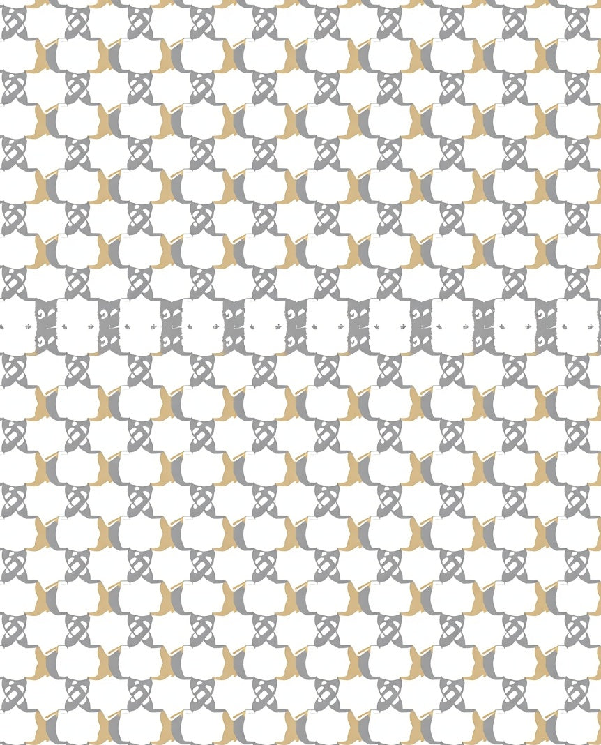 Neutral Tan Gray Interlocking Pattern Rug