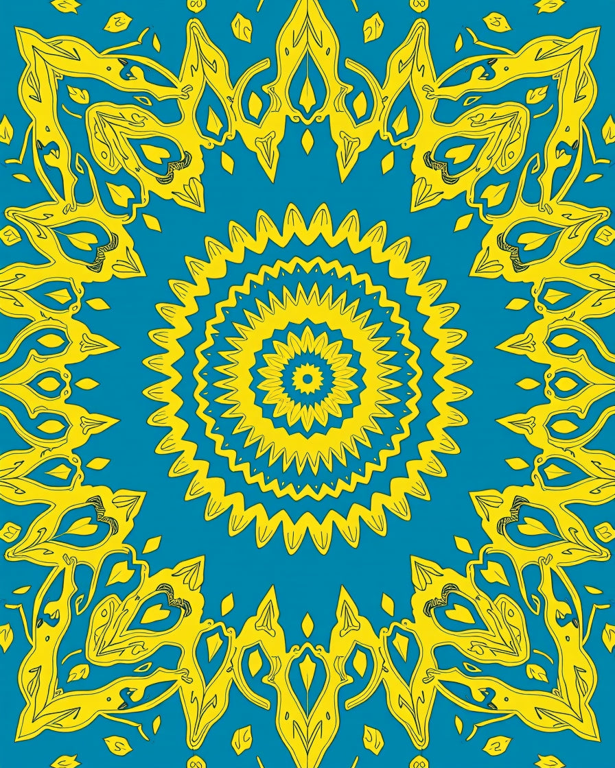 Yellow Sunburst Mandala Pattern Rug