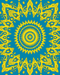 Yellow Sunburst Mandala Pattern Rug
