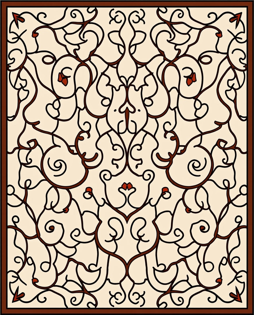 Ornate Swirls Floral Pattern Design Rug