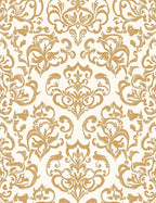Opulent Gold Cream Damask Pattern Rug
