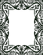 Elaborate Black Scroll Frame Design Rug