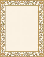 Elegant Gold Floral Scroll Border Rug