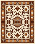 Warm Tones Sunburst Floral Pattern Rug