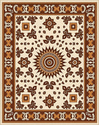 Warm Tones Sunburst Floral Pattern Rug