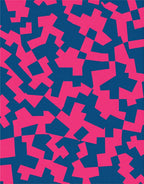 Bold Pink Blue Geometric Design Rug