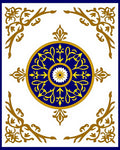 Classic Blue Gold Medallion Scroll Rug