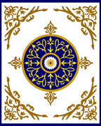 Classic Blue Gold Medallion Scroll Rug