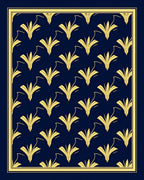 Art Deco Gold Floral Pattern Rug