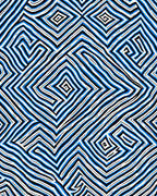 Bold Blue White Geometric MazeRug Rug