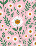 Pink Daisy Pattern With Green Foliage Rug