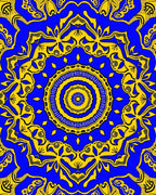 Vibrant Blue Yellow Mandala Pattern Rug