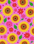 Vibrant Yellow Sunflower Floral Pattern Rug