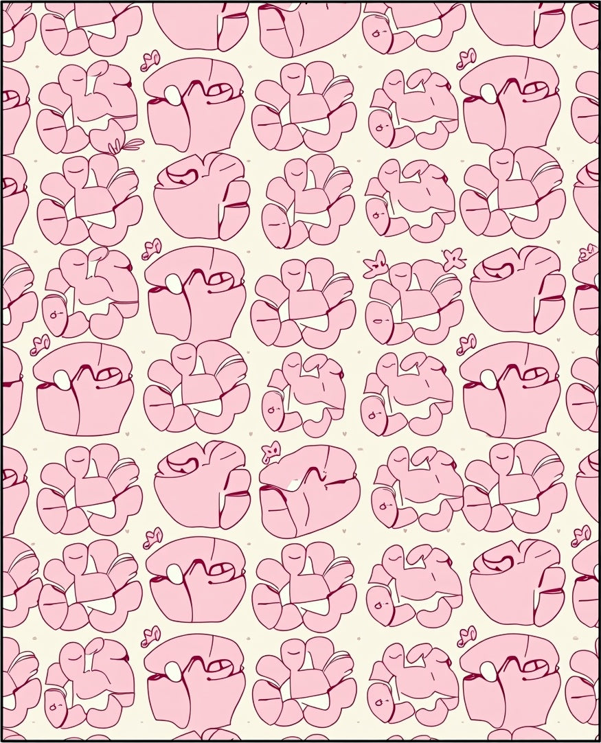 Cute Pink Floral Abstract Pattern Rug