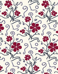 Crimson Vine Scroll Floral Pattern Rug
